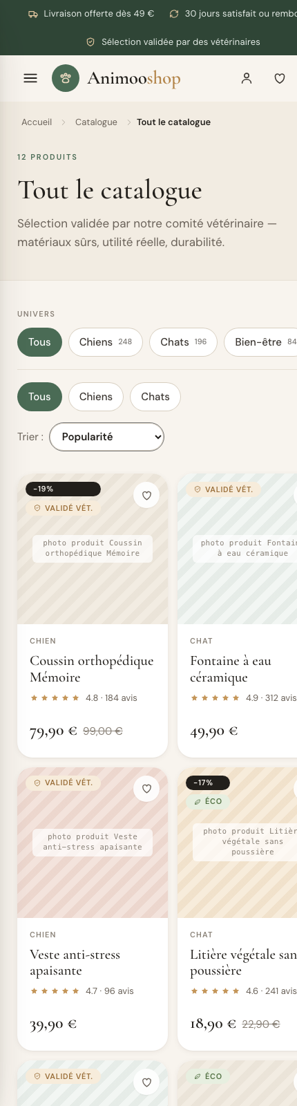 Aperçu du catalogue produits